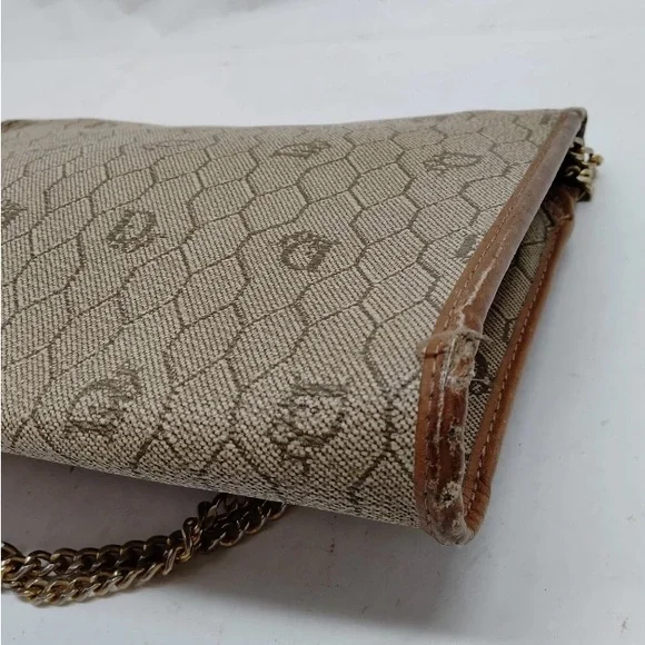 Vintage Christian Dior Beige and Brown Chain Shoulder Bag - Picture 6 of 9